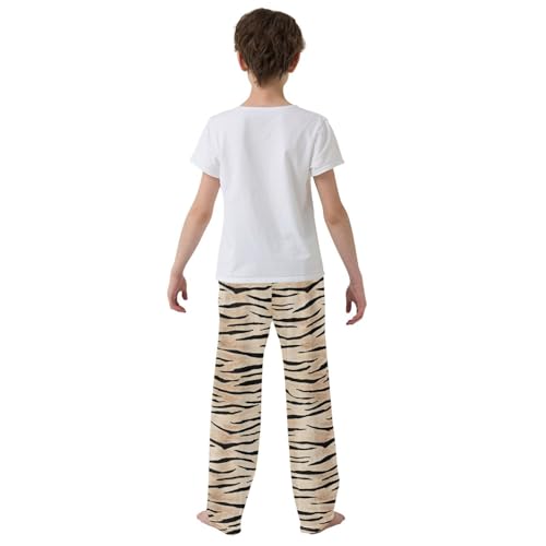 Tiger Skin Print Boys Long Pants Soft Trousers Elastic Waist Kids Lounge Bottoms with Pockets S-XL3