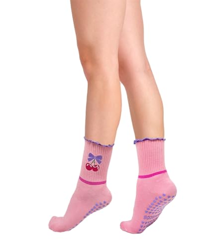 Pilates Socks for Women Cute Grip Non-Slip Ruffle Yoga Socks for Dance, Barre, Home Workouts4