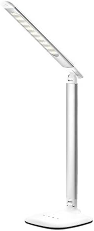 LED Desk Lamp, Flexible Gooseneck Table Lamp, 4 Color Temperatures with 5 Brightness Levels, Touch Control, Memory Function, 8.5W, Silver