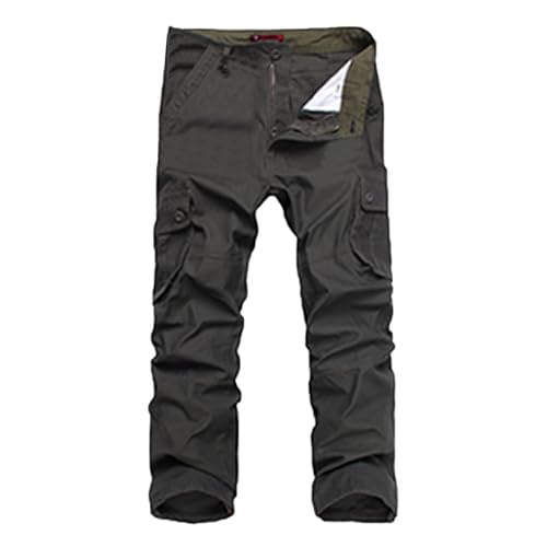 Pantalones modernos de un solo color ligeros con bolsillos grandes para hombre