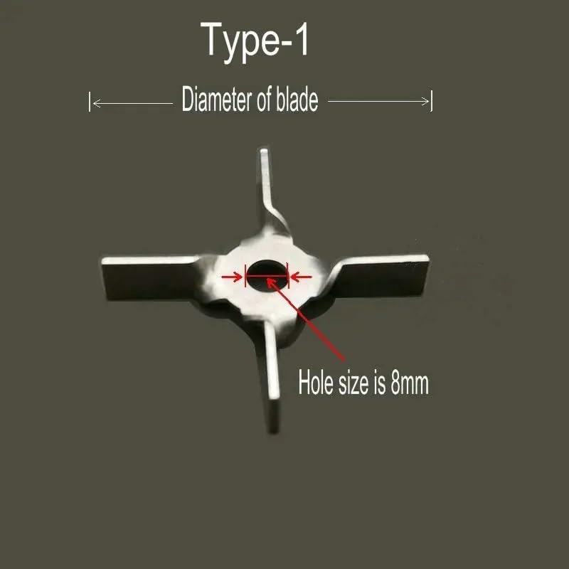 1pc 304 Stainless Steel Cross Centrifugal Mixing Blade - Four-Leaf Paddle for Laboratory Mixer Equipment(60mm Type-1)