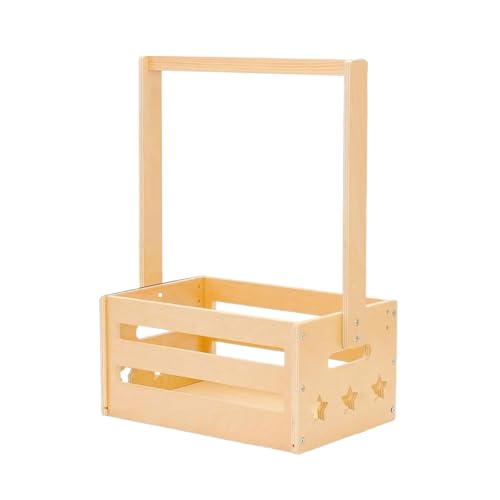 手作りベビーシャワー木製オーガナイザーバスケット簡単組み立て木のおもちゃ収納箱ロングハンドル付きベビー収納ボックスハンドル付き