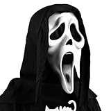 Regio Halloween Horror Scream Maske,Latex Gruseliges Geistergesicht Scream Maske,Scary Movie Ghost Face für Erwachsene,Geist für Geisterhaus, Cosplay Mottopartys und Rollenspiele