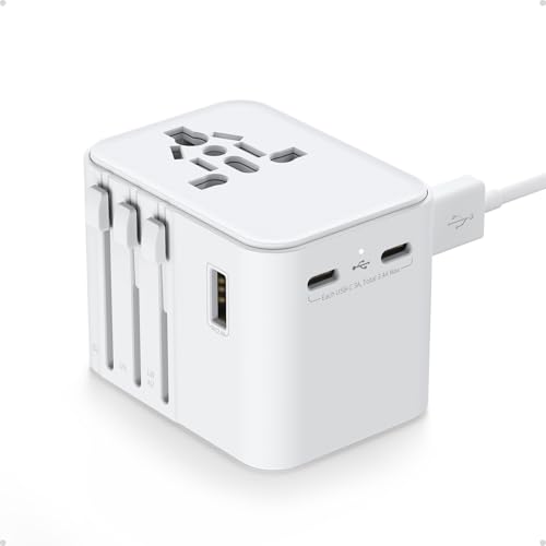 変換プラグ 海外2025最新 全世界対応 海外旅行用電源コンセ ントマルチ2つUSB-Cと2つUSB-Aポート付き C/O/BF/Aタイプ付きアダプター ヨーロッパ/韓国/オーストラリア/イギリス/アメリカ/中国などの国に対応