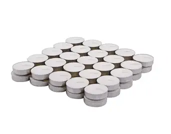 SkyTry Decor Wax Tealight Candles || Smokeless, dripless (White, Set of 50)
