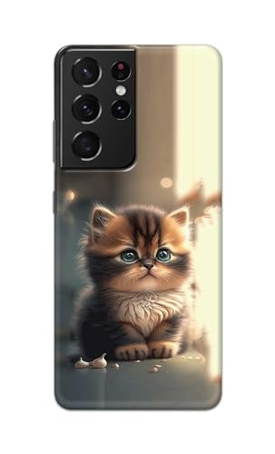 Image of PRINTFIDAA Printed Hard Back Cover Case for Samsung Galaxy S21 Ultra 5G Back Cover (Cute Cat) -112