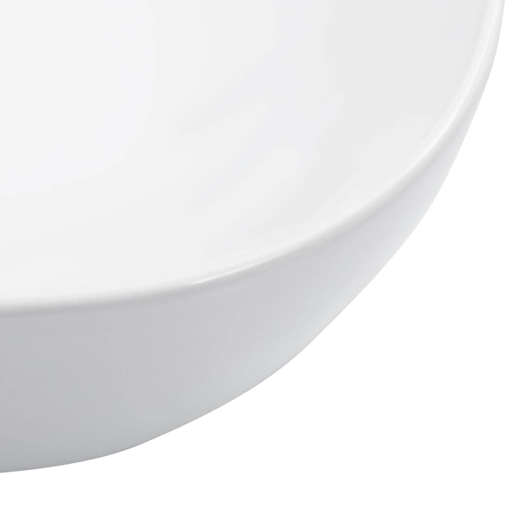 Lavabo de cerámica blanco 45,5 x 32 x 13 cm rectangular para cuarto de baño con desagüe y orificio para grifo, diseño atemporal para invitados y lavabo