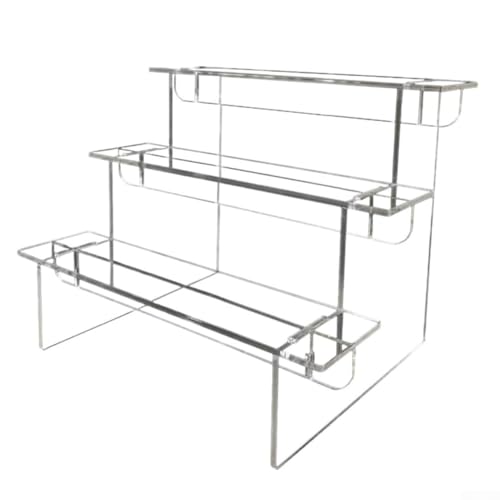 Jonikuper Escalera acrílica transparente para figuras, coleccionables, joyas y objetos pequeños, organizador multifuncional para el hogar, la oficina y la fiesta (tres pisos)