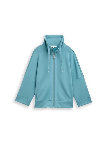 Tom Tailor Damen 1047715 Boxy Fit Scuba Sweatjacke, 31666 - Tropical Teal, XXL EU – Ansicht 4