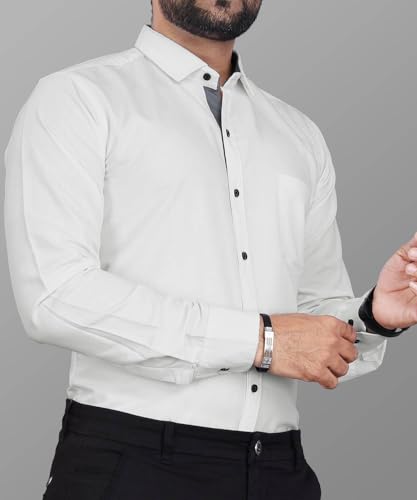Image of Teaserwear Mens Slim Fit Casual Shirt | Solid Polo Neck Design | Premium Cotton Blend Fabric | Full Sleeve Formal and Casual Wear for Men