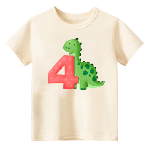 4th Birthday Shirt Boys – Kids Construction, Dinosaur, Zebra, Excavators Themed Tee – Toddler Short Sleeve T-Shirt