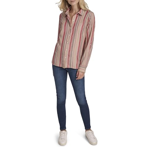 Image of Nautica Women's Button Front Long Sleeve Roll Tab Shirt