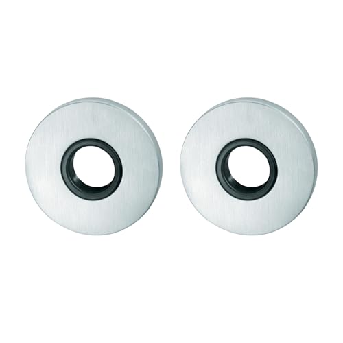 DSTOCK60 - Paire de rosaces rondes trou de béquille - FSB - aluminium argent - Diamètre ext : 5.5cm - diamètre int : 2,5cm - Type de serrure : bec de canne