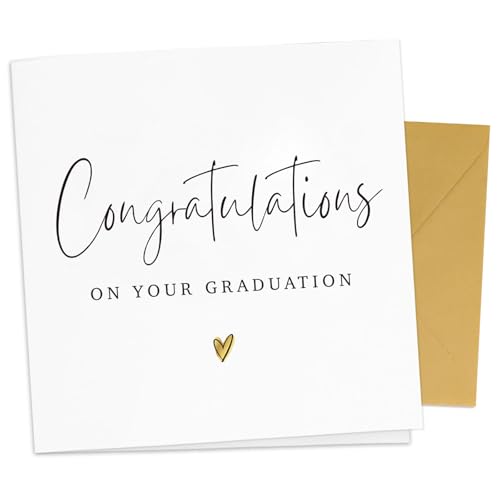 Graduation Card for Female Male Her Him Daughter Son Congratulations on Your Graduation with Gold Lustre Envelope