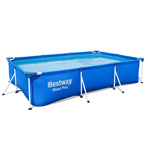 Bestway Steel Pro 9.8' X 6.6' X 26" Rectangular Steel Frame Above Ground Outdoor Backyard Swimming Pool Set With 330 Gph Filter Pump #TOP4
