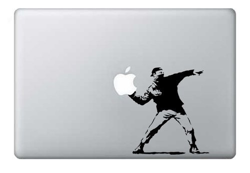 MacBook 13, 15, 17 inch Decal Stickers Sticker Black Banksy Flowers Art for Apple Laptop