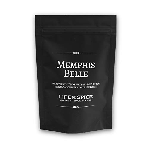 Life of Spice Memphis Belle BBQ Rub | All Purpose Meat Rubs and Seasoning, for Meat, Fish and Veg | 60g Pack with Recipe Card | Paprika, Mustard and Chipotle | Authentic Tennessee BBQ Rubs and Spices