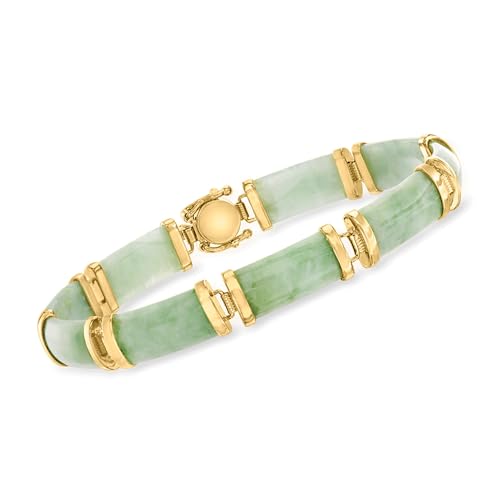 Ross-Simons Jade Good Fortune Bracelet in 18kt Gold Over Sterling - Image 4
