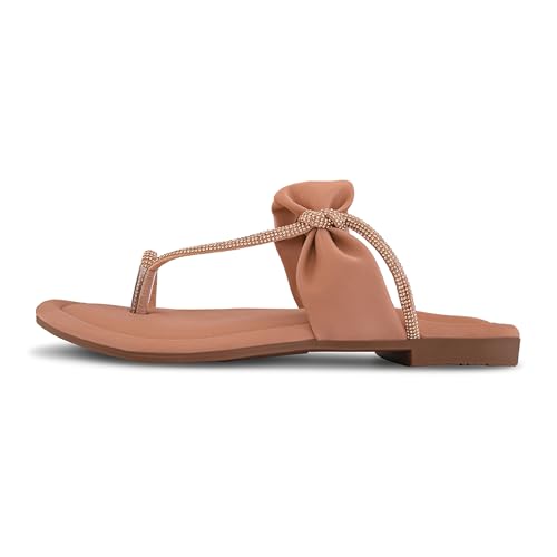 Image of Centrino Women's Slide Sandals | Stylish Slip-On for Ladies | T-Strap Cushioned Footbed for Comfort | Elegant & Trendy Braided Strap Flip Flops | Lightweight Casual Summer Slides (9311)