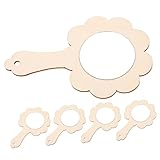 AUTSUPPL 5個用木製ミラー 未完成 手作りペイント鏡 子供用手持ち鏡 繊細なクラフトアクセサリー 幼稚園教育玩具素材として使用可能