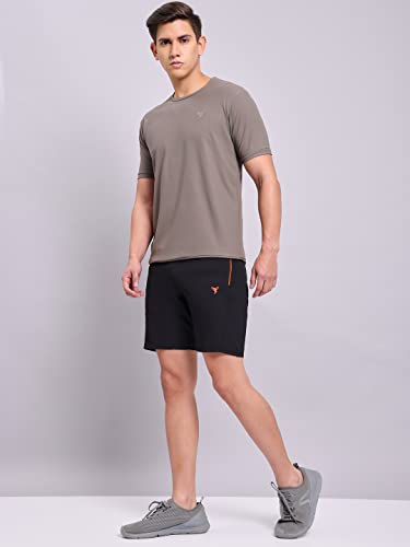 Image of TECHNOSPORT Men Solid Slim Fit Sports Shorts Techno LITE UPF50+ Polyester Mid Rise Drawstring Shorts Pant for Men Gym Workout Running Cricket Casual Quick Dry