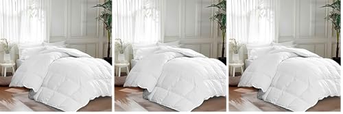 Image of Martha Stewart White Goose King Size Feathers Down Fiber Comforter, 100% Cotton Duvet Insert King, Hotel Luxury Hypoallergenic Comforter 68oz All Season Medium Warmth 106 x 90 Inch (Pack of 3)