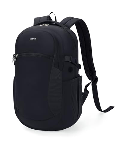 Image of ECOHUB Large Travel Backpack 17.3 inch Suspended Laptop Backpack Fashion Water-Resistant 28L Lightweight Backpack for Causal Work Black