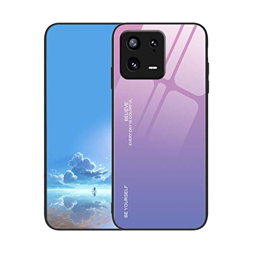 UPLAI Hülle für Xiaomi 13 5G, Slim Stoßfest Farbverlauf Handyhülle Case, Temperiertes Glas Rücken and Sanft TPU Silikon ...