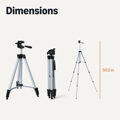Amazon Basics 50" Lightweight Tripod for Camera and Phone with Travel Bag, Remote Control, Height Adjustable, 360-Degree Rotation, Aluminum, Silver - image 5
