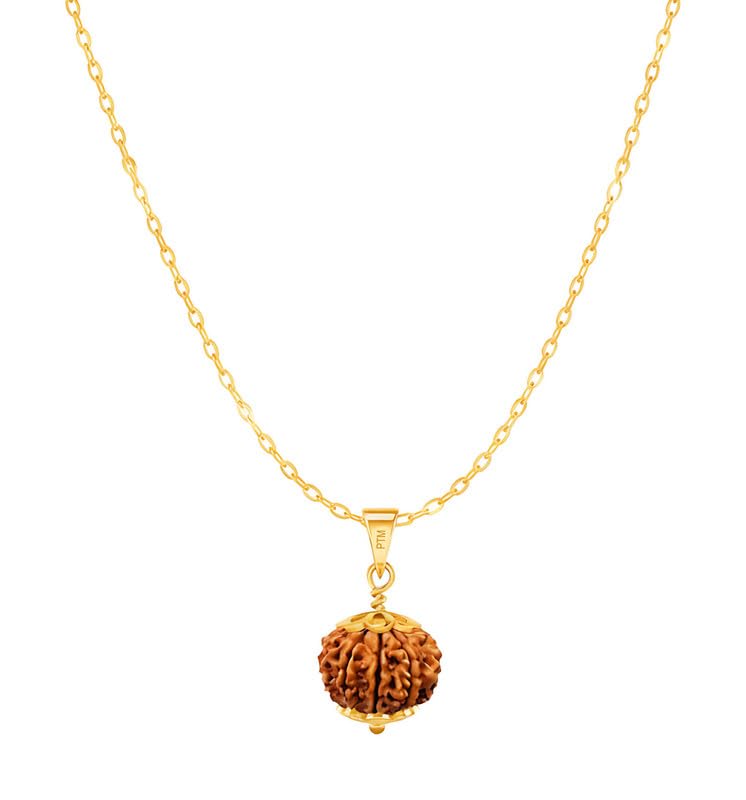 Natural 7 Mukhi Rudraksha Pendant | Saptmukhi Nepali Astrological Bead | Seven Face Panchdhatu / 5 metals Gold Plated Locket With Chain for Men & Women lab certified