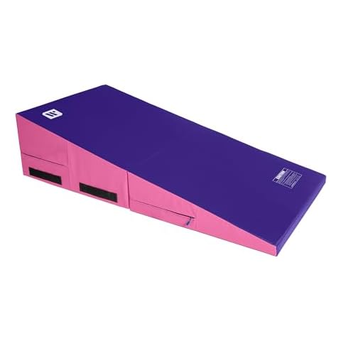 We Sell Mats Gymnastics Incline Mat, Folding and Non-Folding Cheese Wedge Skill Shape, Tumbling Mat for Gymnastics Training, Cheerleading and Obstacle Courses, Purple / Pink, 60" x 30" x 15" - Medium Cover