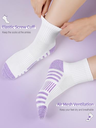Image of Airacker Athletic Quarter Socks with Cushion Running Ankle Socks for Men Women 6 Pairs