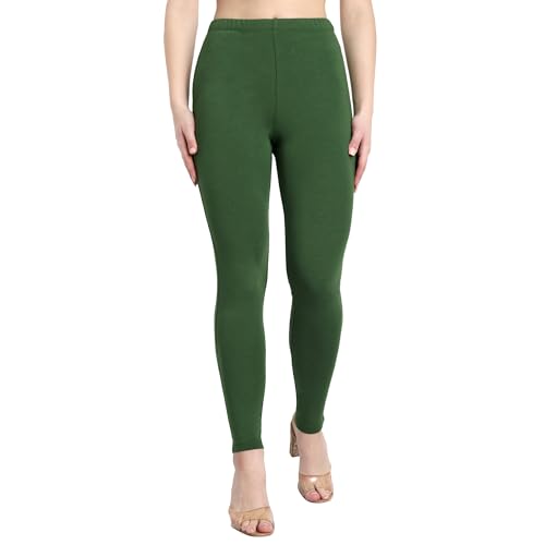 Image of ONE SKY Women Full Length Leggings | Cotton Modal Spandex Blend | High Waist Stretchable & Bio-Washed Fabric | Colour-Lock Technology | Comfortable Leggings for Women