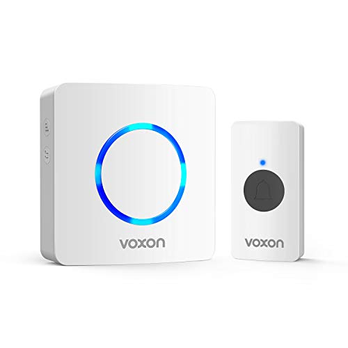 VOXON Wireless Doorbell, IP65 Waterproof Plug in Doorbell with 1,300feet / 400m Long Wireless Range, LED Flash Alerts, 60 Chimes, 5-Level Volume Door Bells Wireless Cordless (White)