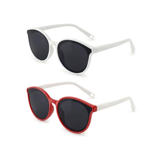 Image of Kids Polarized Sunglasses for Boys Girls, Flexible TPEE Eyewear, Age 3-8 | Filters solar glare and UV rays to shield children's eyes during outdoor play, travel, and beach adventures.