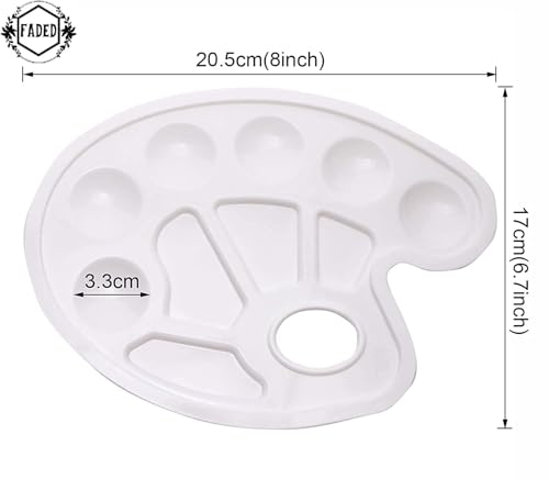 Image of Faded Small Oval Plastic Painting Palette Set - Lightweight Color Mixing Trays for Oil, Acrylic & Watercolor - Ideal for DIY Crafts, Professional Artists, Students & Art Painting Projects (6pcs)