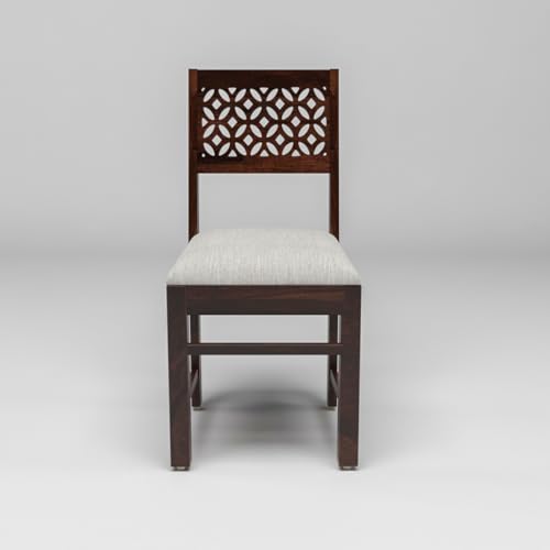 Image of Solid Sheesham Wood 6 Seater Dining Table Set with Cushioned Chairs for Dining Room | Living Room | Home & Office | Hotels Restaurant & Cafe (6 Seater, Walnut A)