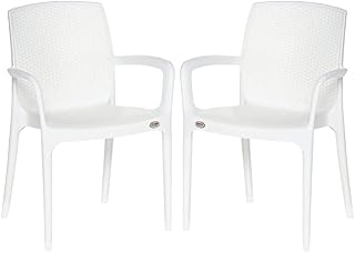 Supreme Texas Heavy Duty Armrest Plastic Chair for Home, Garden, Office, Indoor/Outdoor Use (Color: White; Qnt: 2 Pc.) Price In India