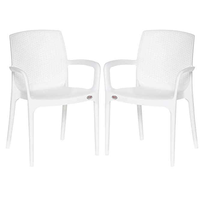 Supreme Texas Heavy Duty Armrest Plastic Chair for Home, Garden, Office, Indoor/Outdoor Use (Color: White; Qnt: 2 Pc.) - Review, Price and Buying Guide
