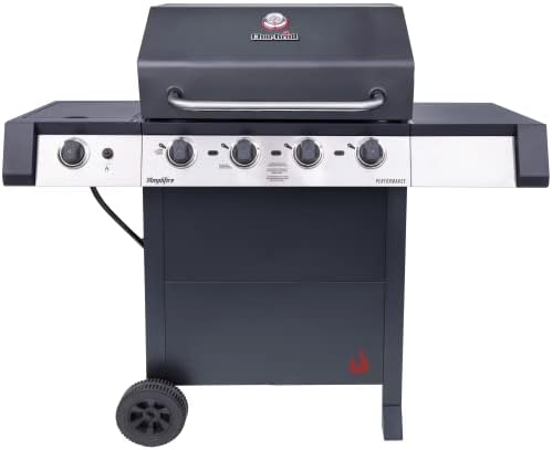 Char-Broil 463331422 Performance Amplifire 4-Burner Cart Style Liquid Propane Gas Grill, Metallic Gray