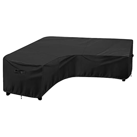 OutdoorLines Waterproof Outdoor Patio Sectional Cover - UV Resistant & Windproof V-Shaped Patio Furniture Covers for Deck, Lawn and Backyard, 420D Heavy Duty Couch Cover 100" L (on Each Side) Black Cover