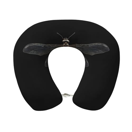 Almohada de viaje negra con funda suave y espuma viscoelástica