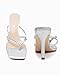 Coutgo Womens Heeled Sandals Strappy Square Toe Flip Flops Fashion Thong Slip on Stiletto Sandals, Silver, Size 8