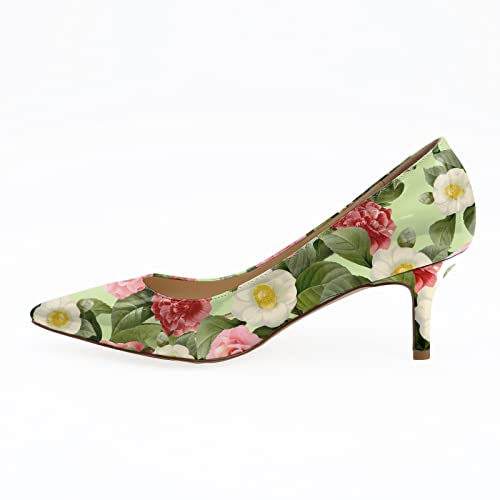 Reindee Lusion Womens Low Kitten Comfortable High Heels Music Note Printed Closed Toe Sexy Pumps Shoes3