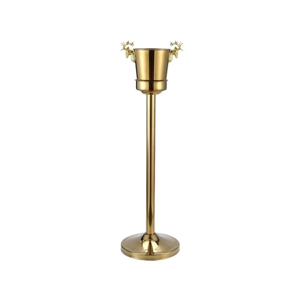 Secchiello per il ghiaccio con supporto, secchiello per il ghiaccio in acciaio inox dorato, secchiello refrigerante per vino, bevande, bar, bevande (piccolo)