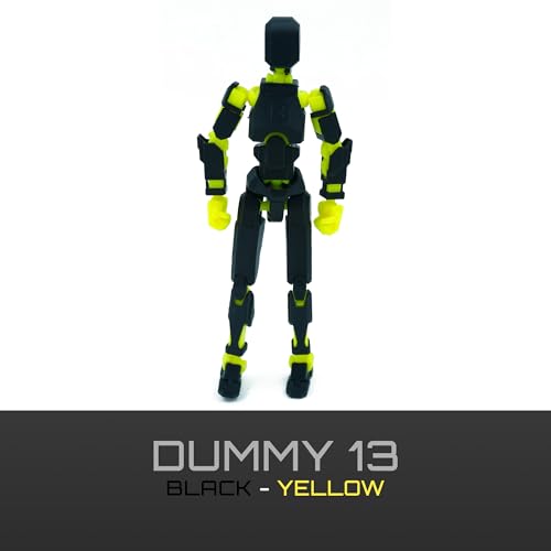 Image of Dummy 13 Action Figure Robot | Fully Articulated 3D Printed Robot Toy | 5.4-inch Collectible Figurine | Matte Finish| Unassembeled (Black-Yellow)