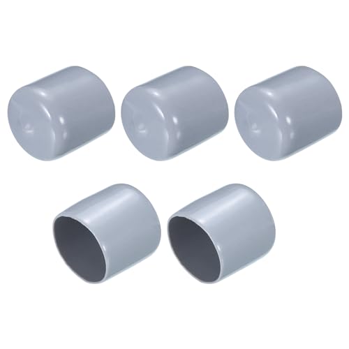 uxcell 5pcs Rubber End Caps 30mm ID PVC Vinyl Round Tube Bolt Cap Cover Screw Thread Protectors Grey