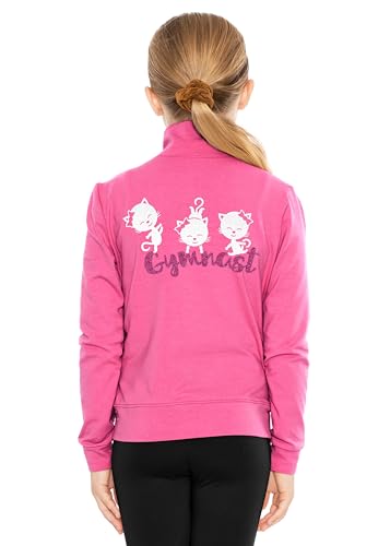 STRETCH IS COMFORT Girl's Glitter | Gymnastics Cats| Jacket Mock Neck | Youth Size 4-12