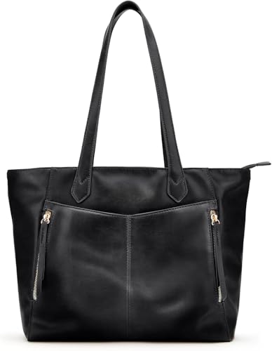 Tote Bag for Women with Zipper Top Handle Shoulder Purse Genuine Leather Bags for Work Casual Travel