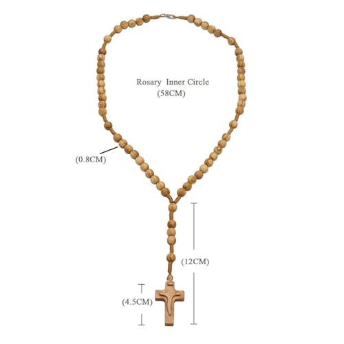 Exquisite Handmade Catholic Rosary Beads with Cross, Natural Olive Wood Rosaries Necklace Prayer Gifts for Men Women2